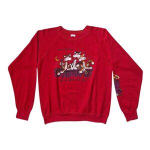 80s Vintage Alley Cats Sweatshirt Cartoon Comic Lifestyles Front Back Graphic.